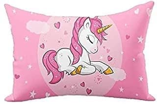 NISHOMES Unicorn Girls Velvet Digital Print Baby Pillow 12 x 18 inches (Pink) (Pack of - 2) (Best for Gifting) - Image 2