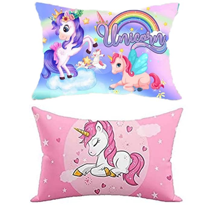NISHOMES Unicorn Girls Velvet Digital Print Baby Pillow 12 x 18 inches (Pink) (Pack of - 2) (Best for Gifting) - Image 4