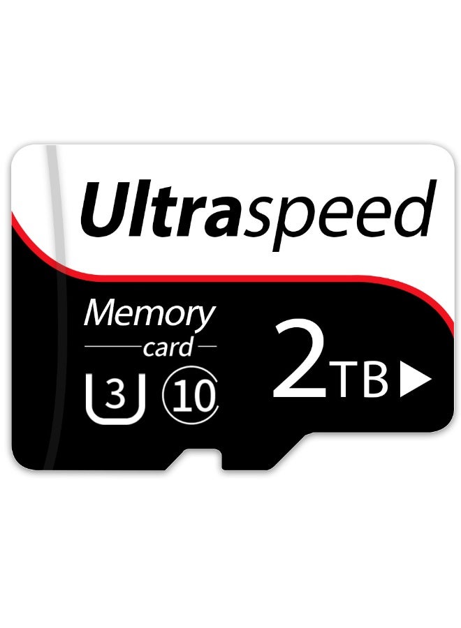 بطاقة SD ميكرو 2TB بطاقة الذاكرة SD بطاقة TF فئة 10 بطاقة SD نقل عالية السرعة مع محول لكاميرات داش وكاميرات العمل وكاميرات المراقبة والأمن - Image 1