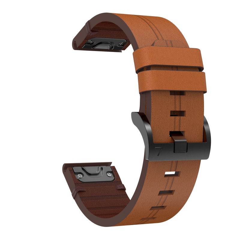 erorex For Garmin Fenix 8 Amoled 47Mm Leather Steel Buckle 22Mm Watch Band(Brown) - Image 2