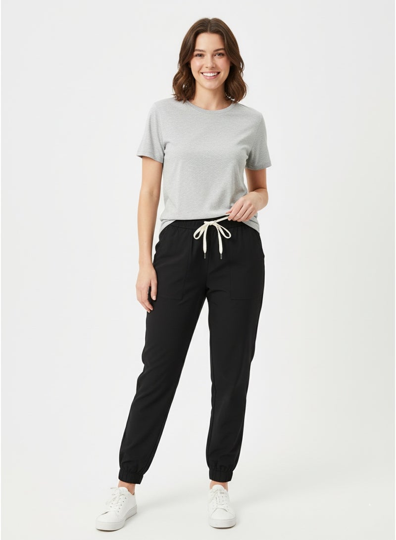 Cuddl Duds Women's Black Active Jogger Pants | Drawstring Waist And Zip Pocket - Image 4