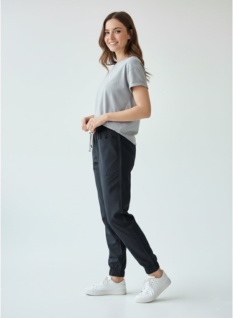 Cuddl Duds Women's Black Active Jogger Pants | Drawstring Waist And Zip Pocket - Image 2