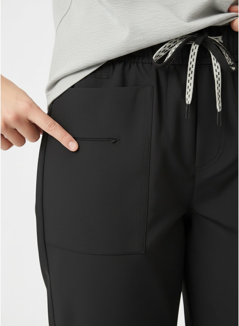 Cuddl Duds Women's Black Active Jogger Pants | Drawstring Waist And Zip Pocket - Image 5