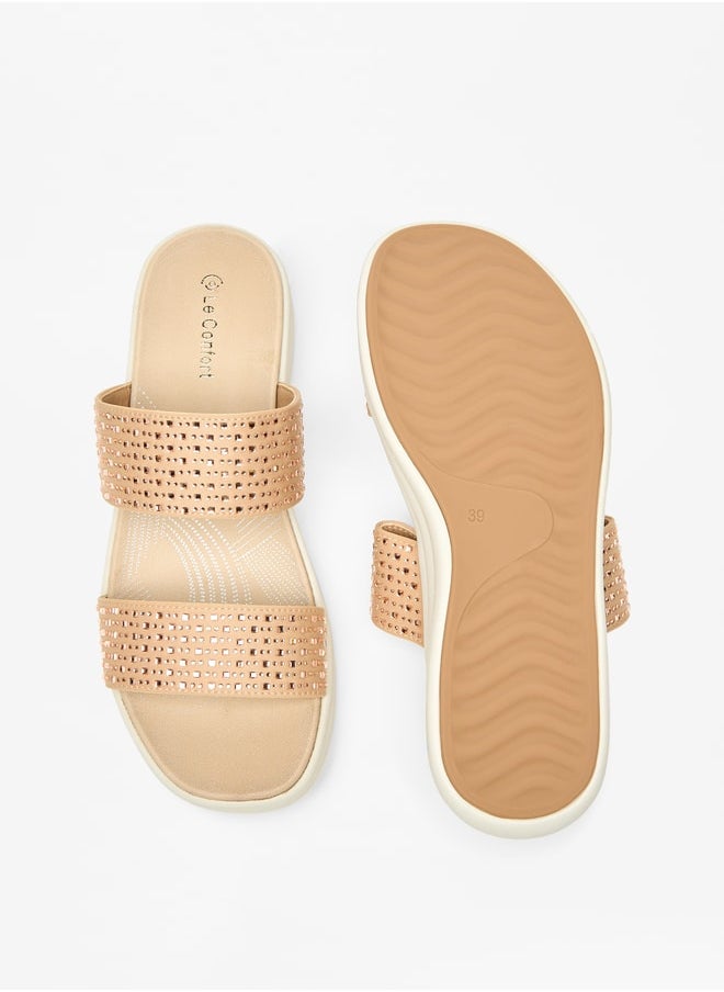 Le Confort - Women's Embellished Slip-On Flatform Sandals - Image 1
