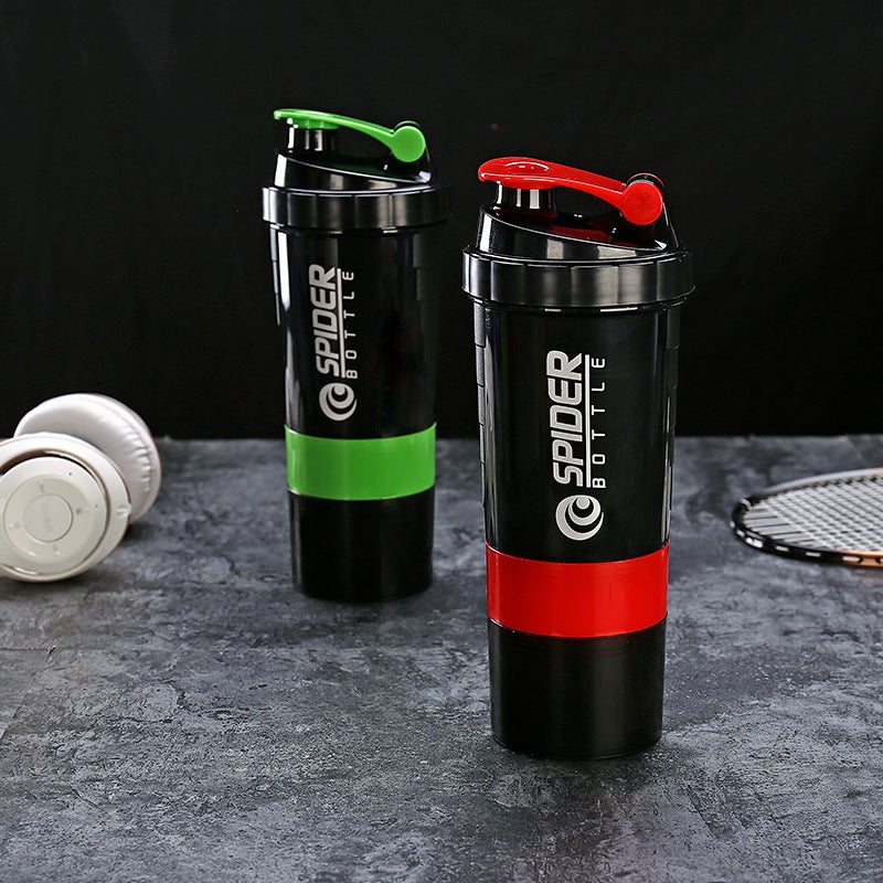 YL 500ML Triple-Layer Creative Protein Shaker Cup - Portable Fitness Mixer with Spring Spider  Design - Image 3