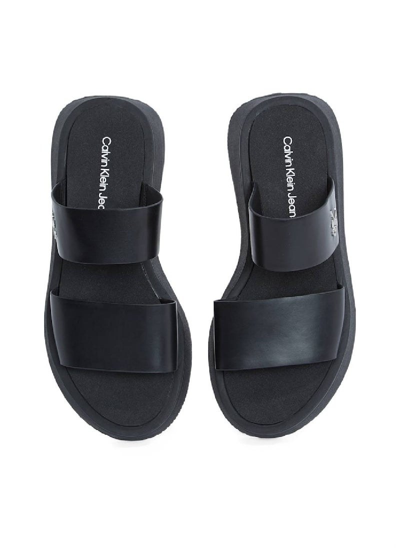 Calvin Klein Jeans Women's Leather Platform Sandals - Leather, Black  - Image 4