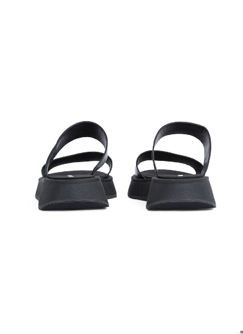 Calvin Klein Jeans Women's Leather Platform Sandals - Leather, Black  - Image 3