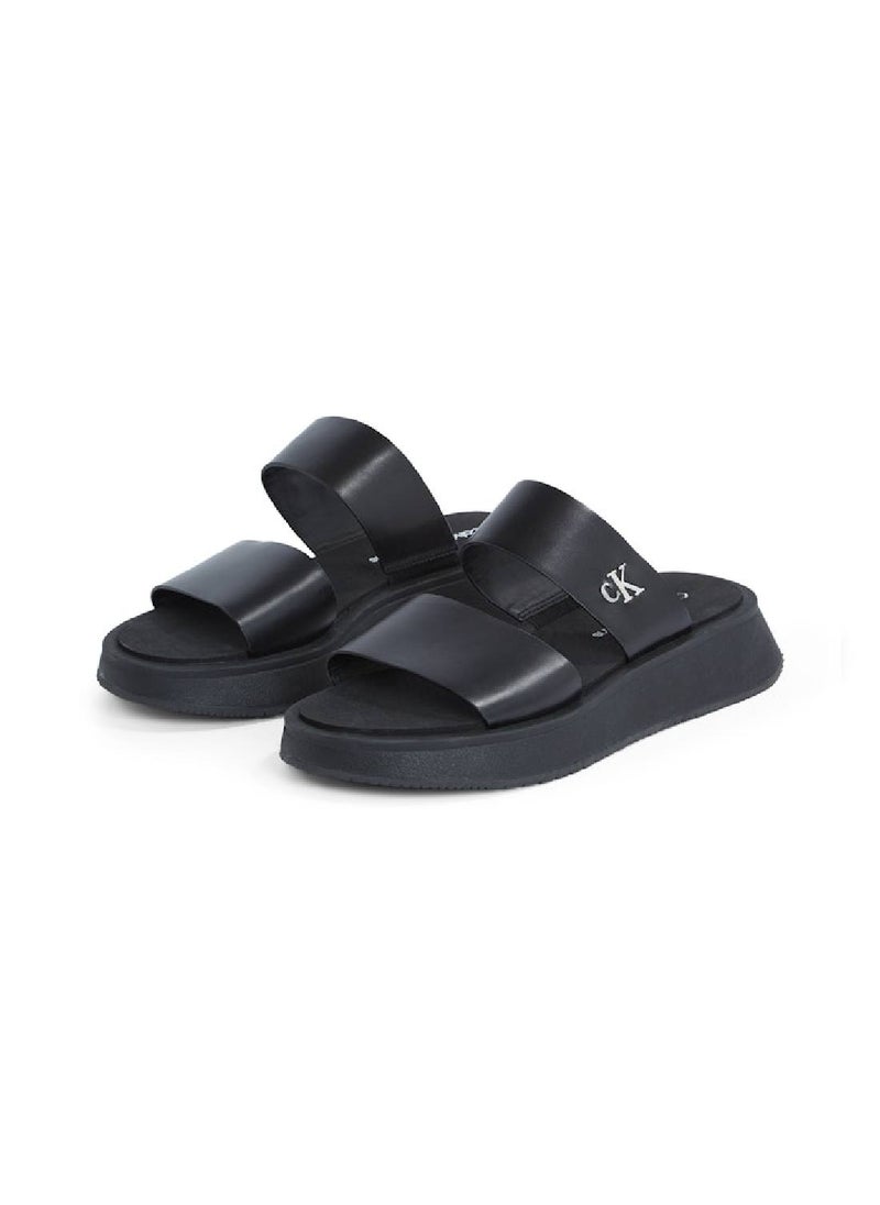 Calvin Klein Jeans Women's Leather Platform Sandals - Leather, Black  - Image 2