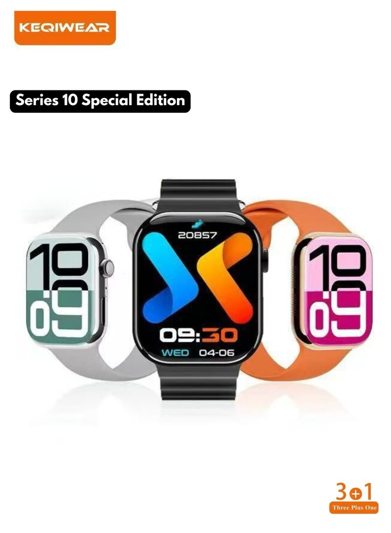 KEQIWEAR Kiqiwear KW 25 Max Watch Series 10 GPS 46mm Jet Black Aluminium Case with Black Sport Bands | Big HD Display | 3 Bands Included | Different Sports Modes | Your Health Manager | Best Gift for All Ages - Image 1