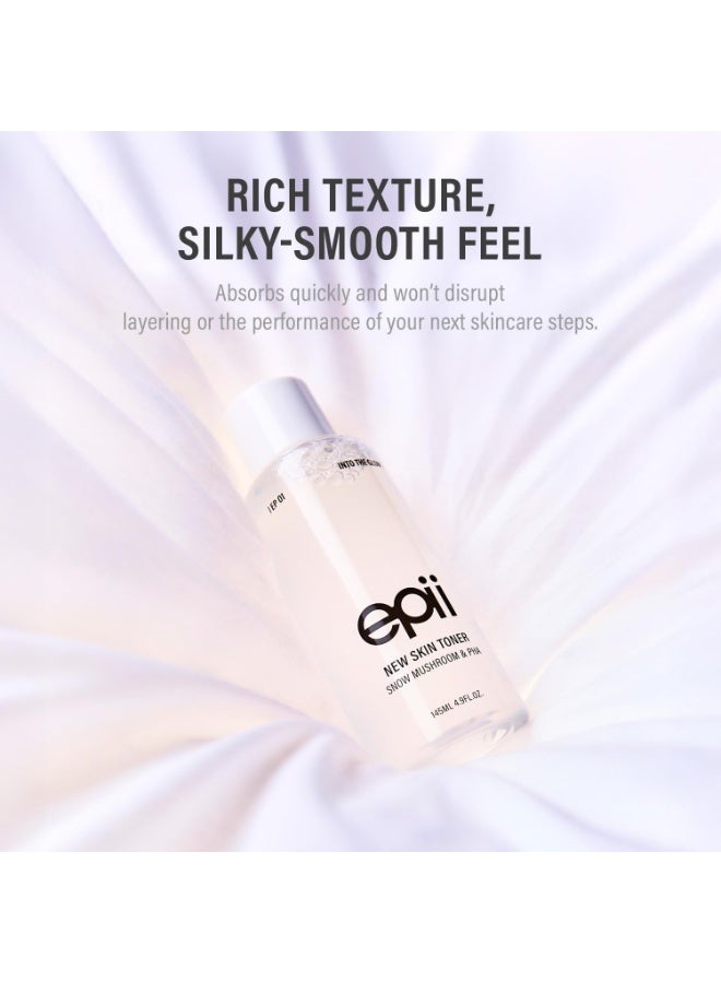 epii New Skin Toner - 5% PHA Gentle Exfoliating Toner with Snow Mushroom Hyaluronic Acid & Panthenol - Korean Skincare Toner for Glass Skin Glow Dull Skin Texture & Daily Hydration 145mL - Image 5