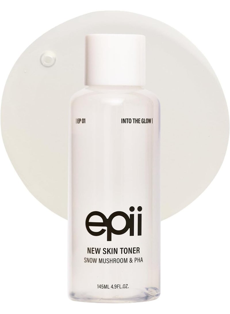 epii New Skin Toner - 5% PHA Gentle Exfoliating Toner with Snow Mushroom Hyaluronic Acid & Panthenol - Korean Skincare Toner for Glass Skin Glow Dull Skin Texture & Daily Hydration 145mL - Image 1