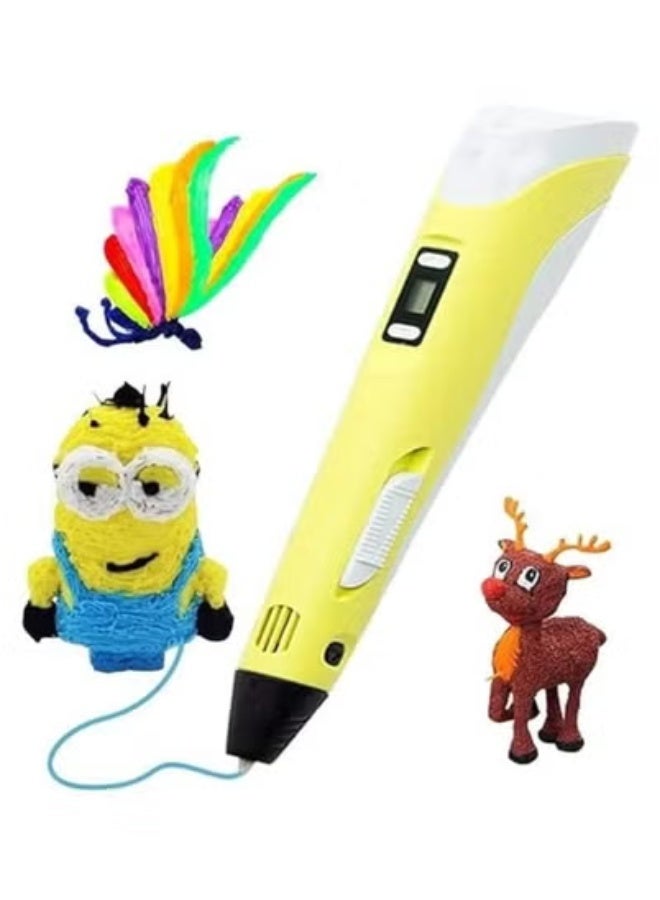 JAJEEK 3D Printing Pen with Adjustable Speed & Temperature – USB Plug, Ideal for Kids and Beginners – Creativity & 3D Design Tool, Perfect for Art, DIY Projects & Learning – Yellow - Image 3