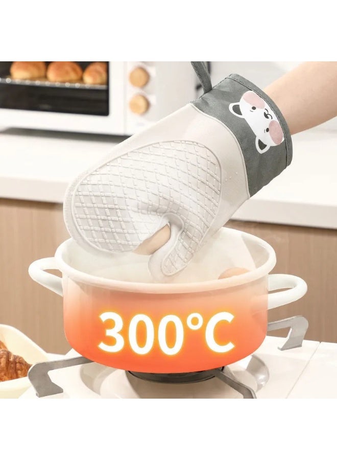 1PCS Silicone Oven Mitts Heat Resistant up to 446°F (230°C) – Thickened Anti-Scald Kitchen Gloves with Non-Slip Grip for Oven, Microwave, Grilling, and Baking – Easy to Clean Heatproof Cooking Gloves with Hanging Loop - Image 4