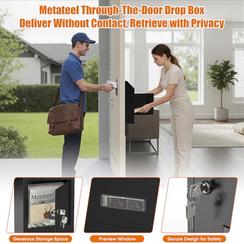 Metateel Through-The-Door Drop Box – Drop Deposit Mailbox with Slot Catcher, Heavy Duty Steel Mailbox with Lock for Secure Storage of Letters & Checks – Ideal for Home, Office, or Apartment - Image 2