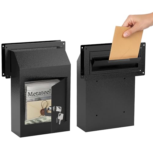 Metateel Through-The-Door Drop Box – Drop Deposit Mailbox with Slot Catcher, Heavy Duty Steel Mailbox with Lock for Secure Storage of Letters & Checks – Ideal for Home, Office, or Apartment - Image 1
