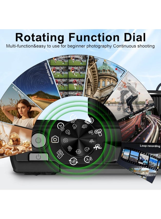 M.A&F's 5K Digital Cameras,Vlogging Camera 75MP Point and Shoot Digital Cameras with 64GB,18X Zoom,Compact Small Camera for Kids Boys Girls Beginner(Black) - Image 3