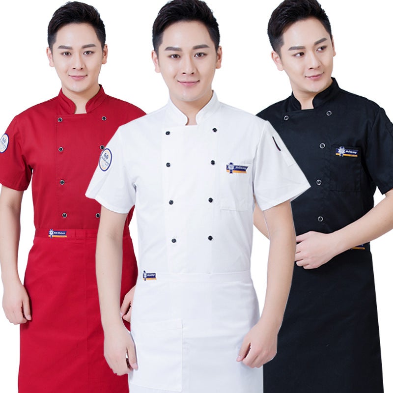 Chef Work Clothes Short Sleeve Men'S Thin Cake Shop Workwear Kitchen Clothing El Catering Chef Clothes Half Sleeve Breathable - Image 3