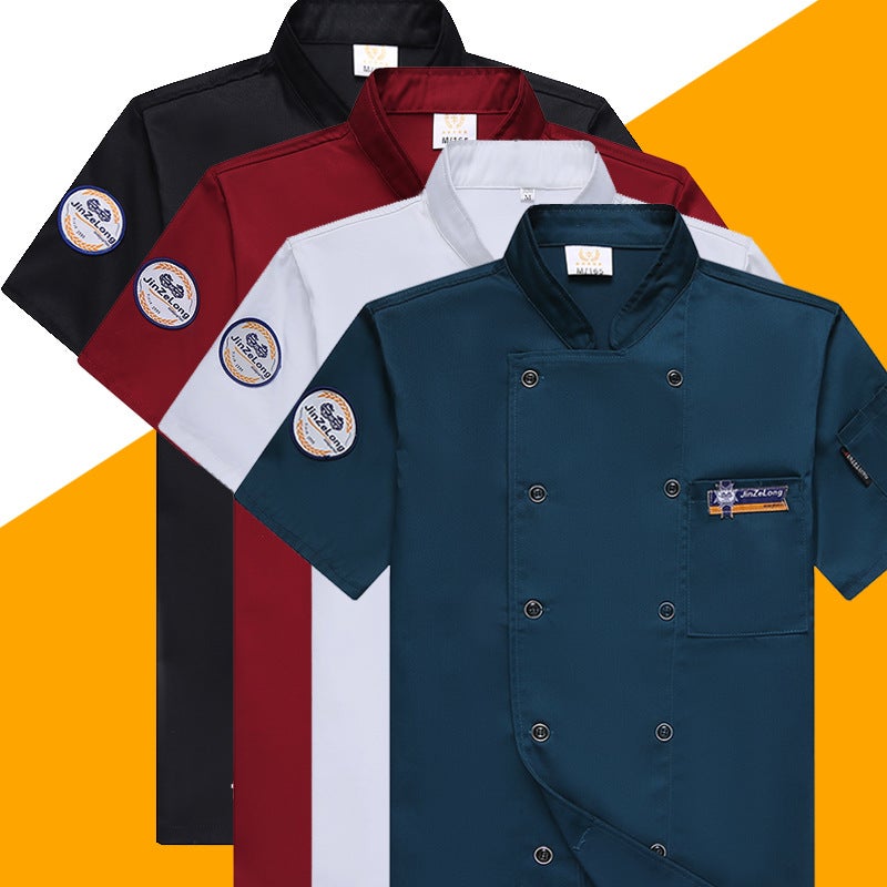 Chef Work Clothes Short Sleeve Men'S Thin Cake Shop Workwear Kitchen Clothing El Catering Chef Clothes Half Sleeve Breathable - Image 2