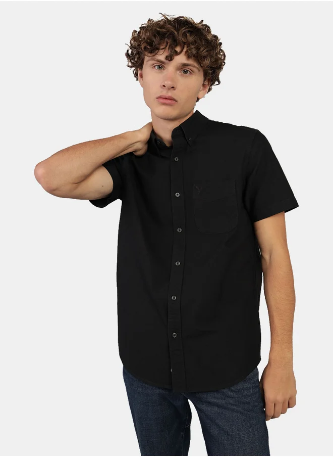 American Eagle AE Short-Sleeve Slim Fit Button-Up Shirt
