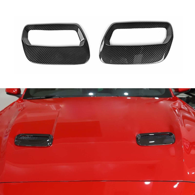 Hoolcar Engine Hood Air Outlet Vent Cover Trim Compatible with 20182022 Ford Mustang Exterior Accessory Carbon Fiber