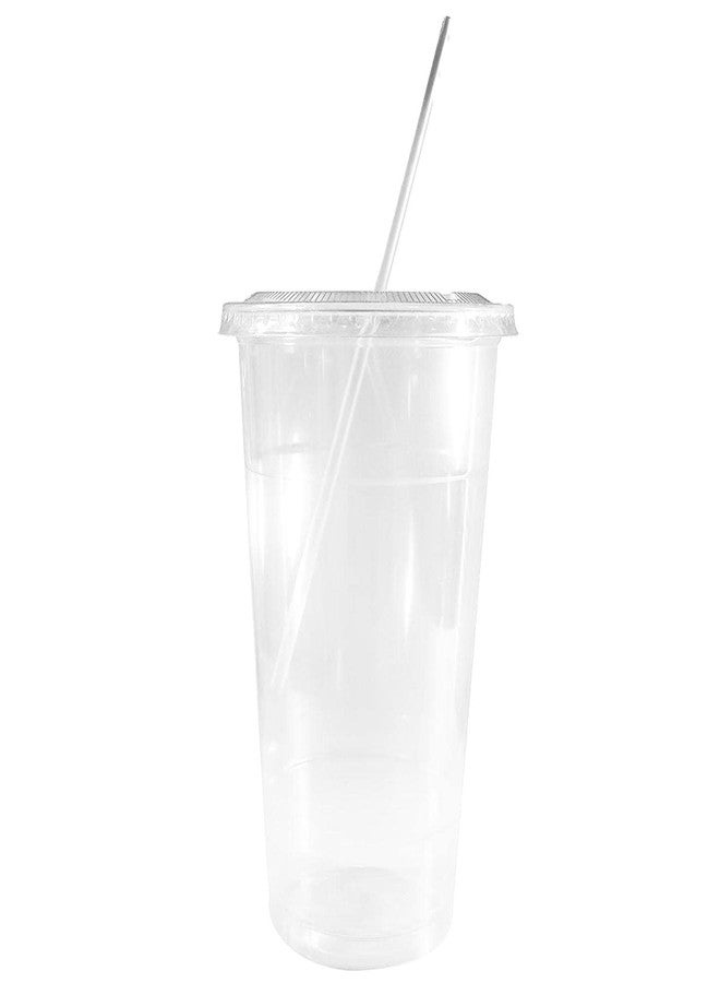 EcoQuality Large Clear Plastic Disposable Cups with Lids & Straws 25 count - 16 oz (ounces) Clear PET Cup for Cold Smoothie, Iced Coffee, Boba, Bubble Tea, Protein Shakes, Cold Drinks (Cups + Flat Lids + Straws) - Image 2