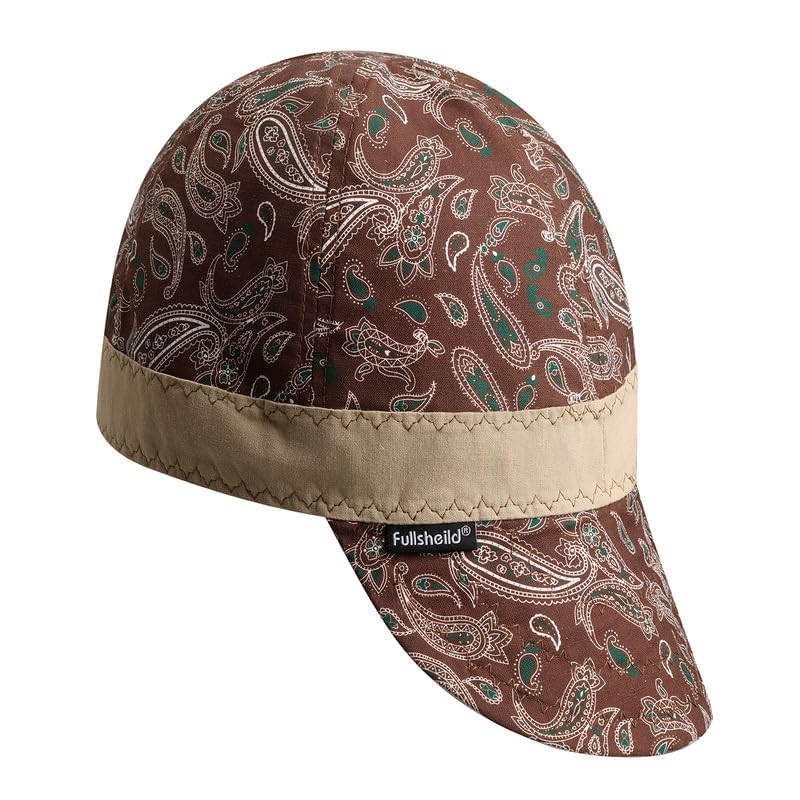 Fullsheild Reversible Welding Cap Flame Resistant CAT 2 Protective FR Welder Hats 6 Pannel Lightweight Printed for Men Women Paisley Brown 8 - Image 3