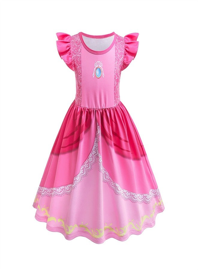 Loquat High Quality Pink Short Sleeved Girl Princess Dress  - Image 1