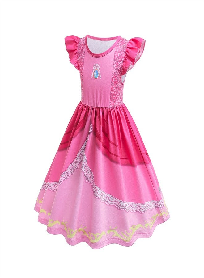 Loquat High Quality Pink Short Sleeved Girl Princess Dress  - Image 2