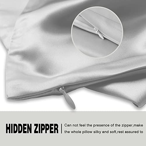Suatien Natural Mulberry Silk Pillowcase for Hair and Skin Queen Size 20"X30" Silk Pillow Case with Hidden Zipper Soft Breathable Smooth Cooling Silk Pillow Covers for Sleeping(Silver Grey,Queen,1Pcs) - Image 4