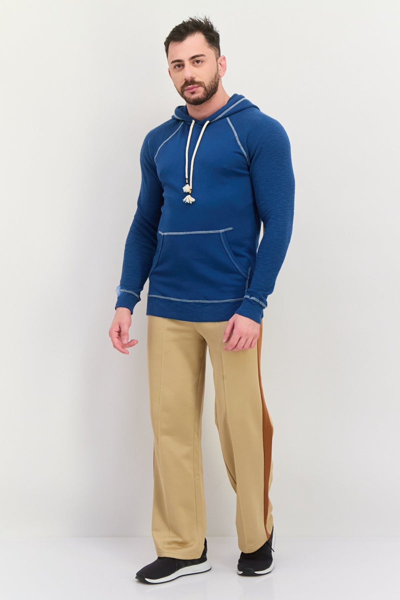 TRUE GRIT Men Hooded Heather Long Sleeve Sweatshirt, Teal Blue  - Image 4