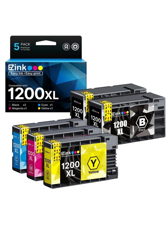 E-Z Ink (TM) Compatible Ink Cartridge Replacement For Canon PGI-1200 XL PGI-1200XL PGI1200XL High Yield (2 Black, 1 Cyan, 1 Magenta, 1 Yellow) 5 Pack For Canon MAXIFY MB2020 MB2320 MB2120 MB2720 - Image 1