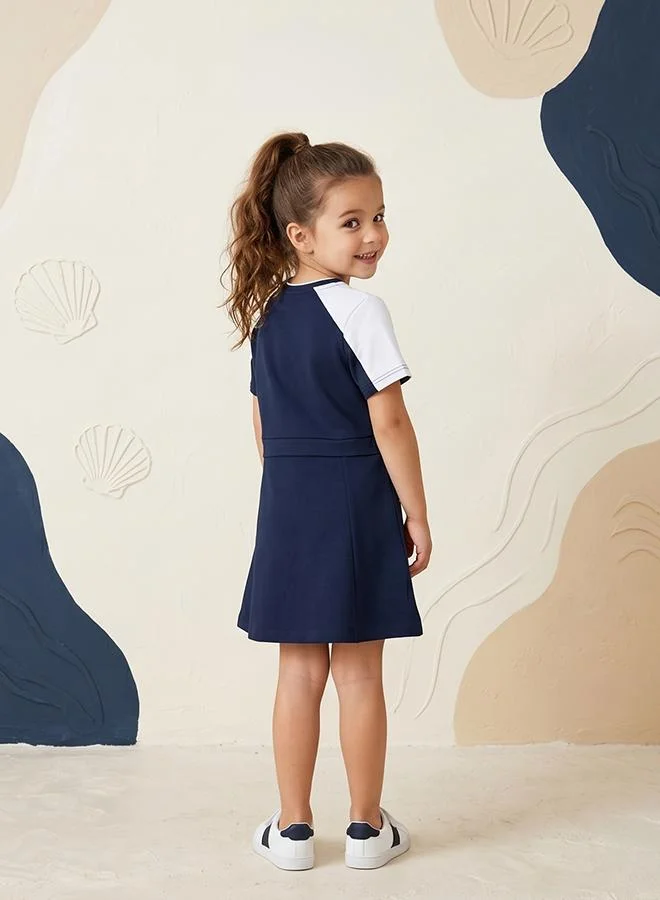 Babies & More Babies & More Toddler Girls Multicolor Short Sleeve Collar Dress