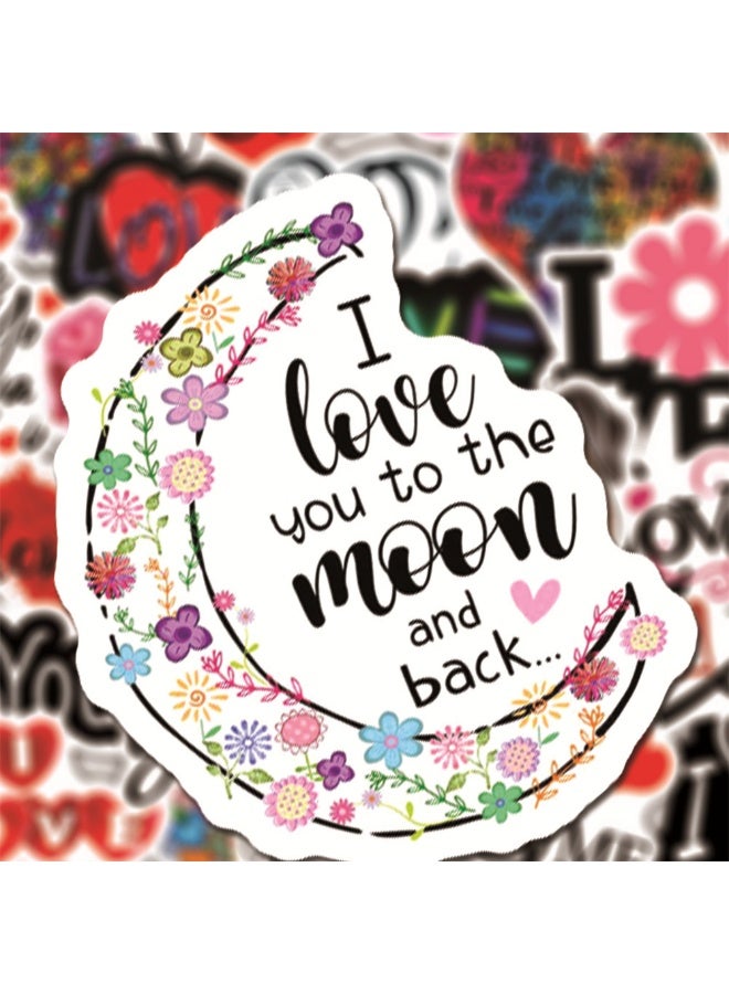 NIBEMINENT 50 Pcs LOVE Deco Kit Waterproof Stickers, High Definition Printing Bright Colors, Suitable for Laptop Skateboard Luggage Water Bottle Guitar DIY - Image 3