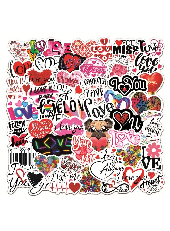 NIBEMINENT 50 Pcs LOVE Deco Kit Waterproof Stickers, High Definition Printing Bright Colors, Suitable for Laptop Skateboard Luggage Water Bottle Guitar DIY - Image 1