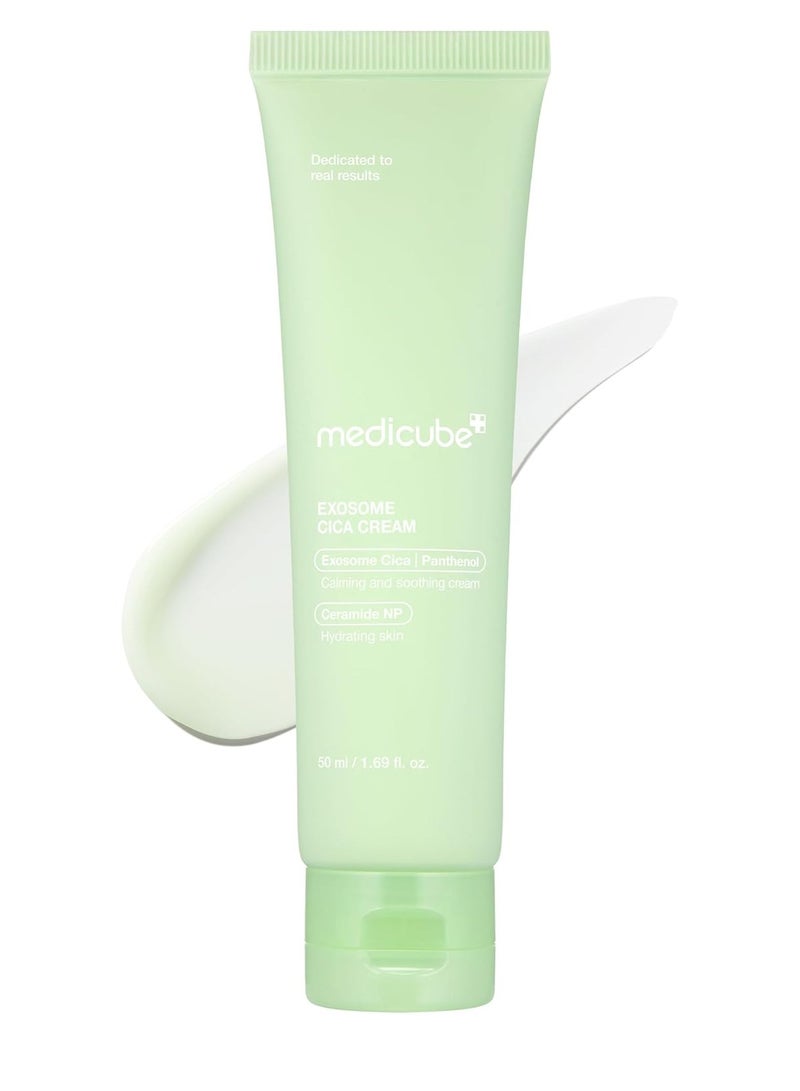 Medicube Exosome Cica Tea Tree Cream (50ml) for Sensitive & Acne Prone Skin, Soothing Moisturizer with Centella Asiatica & Exosome Technology, Redness Relief Hydrating Face Cream for Breakouts & Skin Barrier Repair - Image 1