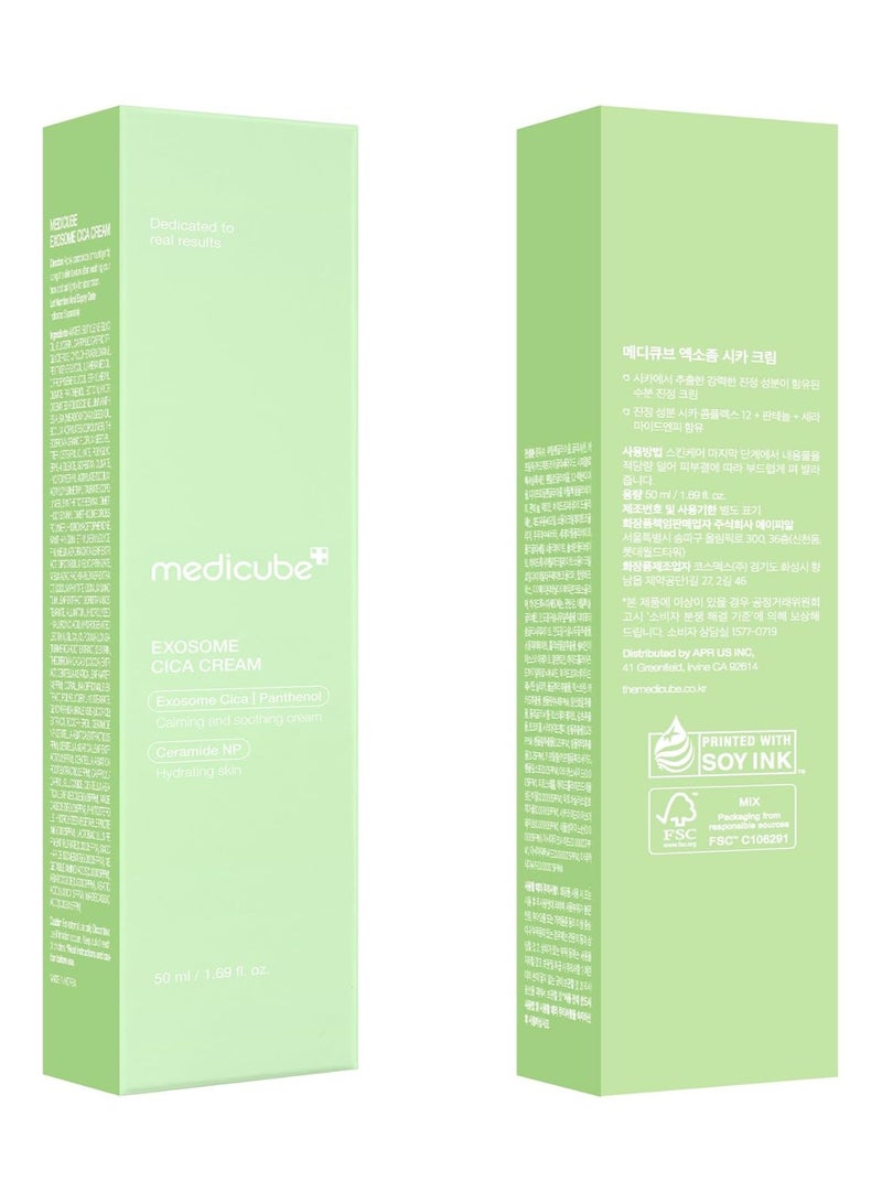 Medicube Exosome Cica Tea Tree Cream (50ml) for Sensitive & Acne Prone Skin, Soothing Moisturizer with Centella Asiatica & Exosome Technology, Redness Relief Hydrating Face Cream for Breakouts & Skin Barrier Repair - Image 2