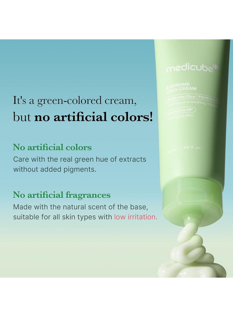 Medicube Exosome Cica Tea Tree Cream (50ml) for Sensitive & Acne Prone Skin, Soothing Moisturizer with Centella Asiatica & Exosome Technology, Redness Relief Hydrating Face Cream for Breakouts & Skin Barrier Repair - Image 4