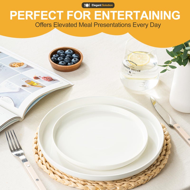 EWFEN Plates and Bowls Sets, 12 Pieces Ceramic Dinnerware Set for 4, Stoneware Dishware Dishes Set, Scratch Resistant Dishes Set, Dishwasher & Microwave Safe, White - Image 5
