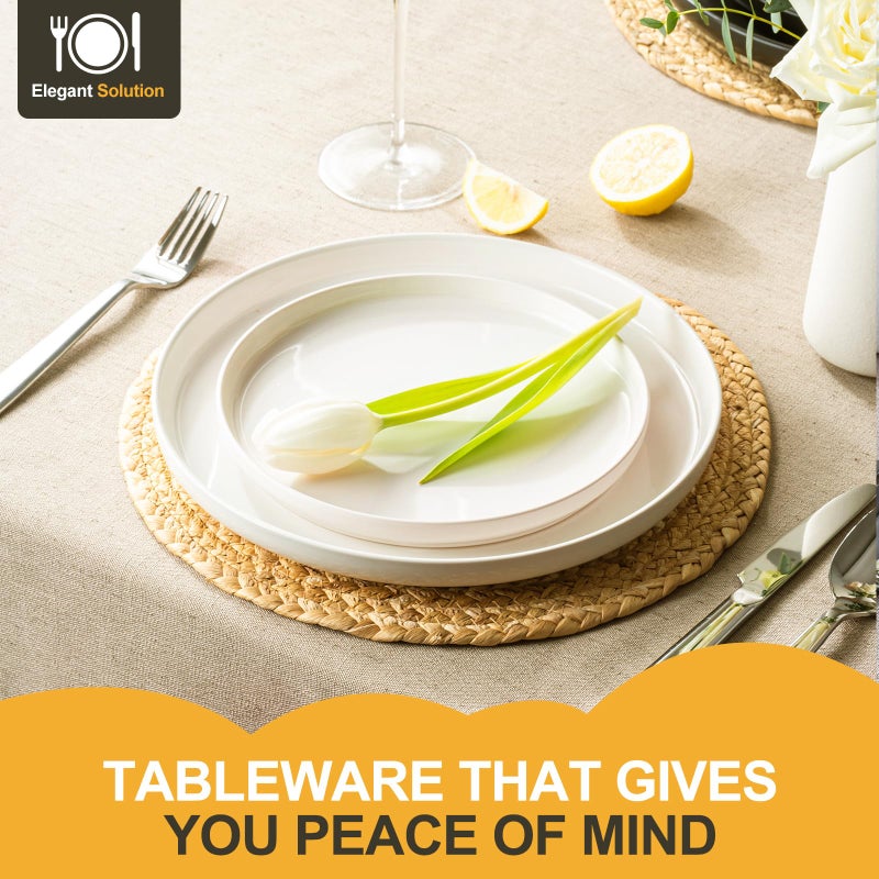 EWFEN Plates and Bowls Sets, 12 Pieces Ceramic Dinnerware Set for 4, Stoneware Dishware Dishes Set, Scratch Resistant Dishes Set, Dishwasher & Microwave Safe, White - Image 2