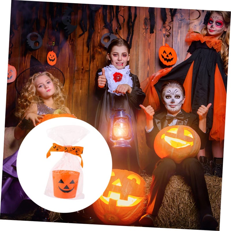 Halloween Candy Storage Can Orange Bucket For Home Bar Party Decorations - Image 4