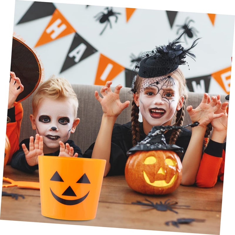 Halloween Candy Storage Can Orange Bucket For Home Bar Party Decorations - Image 3