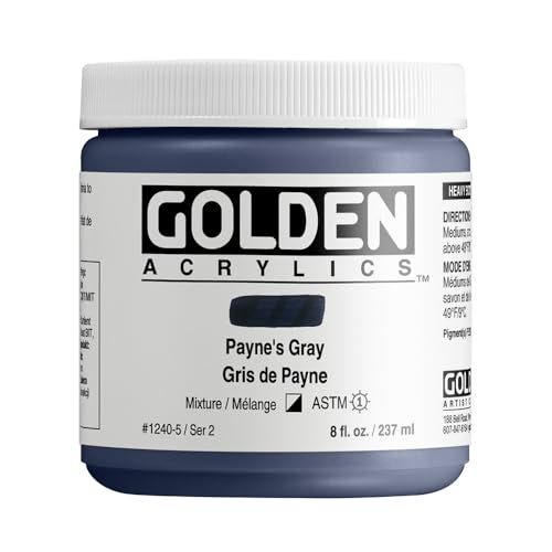 GOLDEN Heavy Body Acrylics Paynes Gray 8 fl oz Jar Professional Acrylic Paint SemiOpaque - Image 1