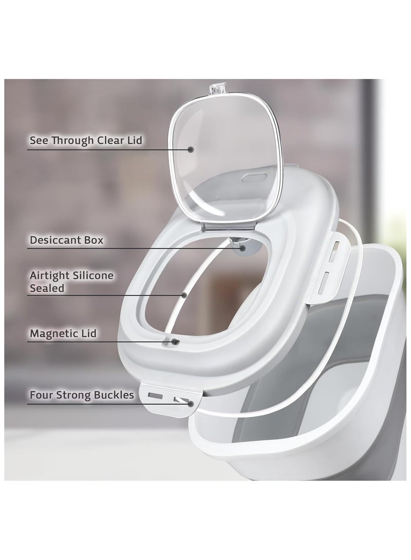 سوفام حاويات حبوب تخزين الأرز، حاوية أرز قابلة للطي بوزن 13-50 رطل مع غطاء شفاف، مجرفة، وعاء تخزين أغذية الكلاب الأليفة محكمة الغلق - Image 3