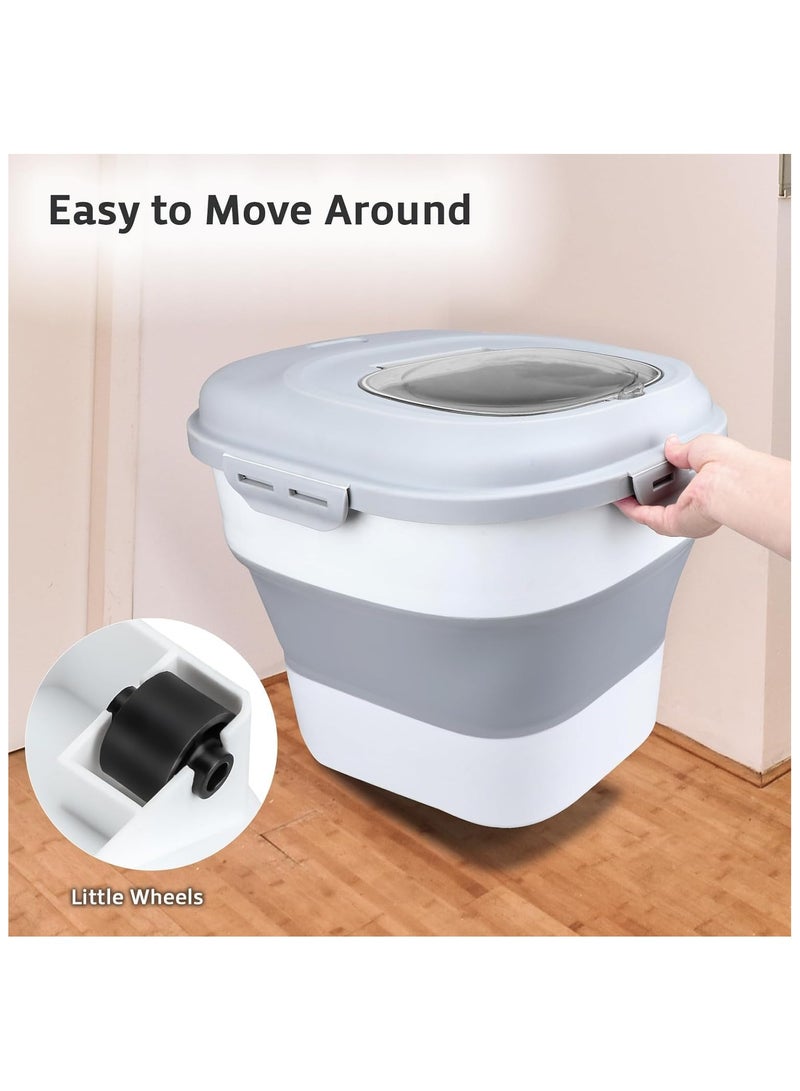 سوفام حاويات حبوب تخزين الأرز، حاوية أرز قابلة للطي بوزن 13-50 رطل مع غطاء شفاف، مجرفة، وعاء تخزين أغذية الكلاب الأليفة محكمة الغلق - Image 4