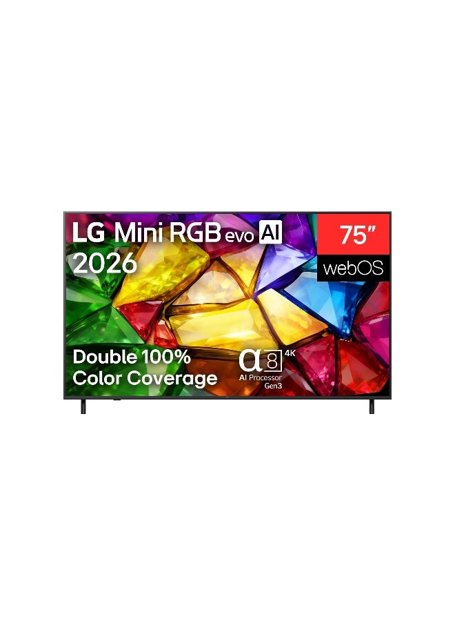 إل جي 75inch 4K Mini RGB Motion Booster 288Hz RGB Primary Color Pro α8 AI Processor 4K Gen3 Dolby Vision / HDR10 / HLG Precision Dimming Motion Pro AI Magic Remote webOS26 [2026] 75MRGB85B6C black - Image 2