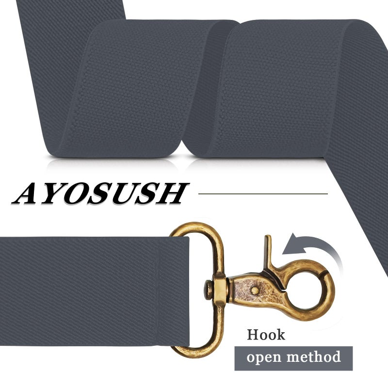 AYOSUSH Snap Hooks Suspenders for Men Heavy Duty Big and Tall Grey Formal Tuxedo - Image 4