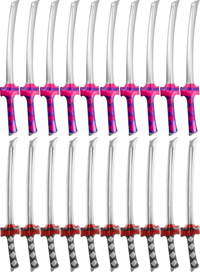 Fahacop 20 Pack 30 Inch Inflatable Katana Blow up Ninja Swords Inflatable Samurai Swords for Ninja Theme Birthday Cosplay Pool Party Supplies, 2 Colors - Image 1