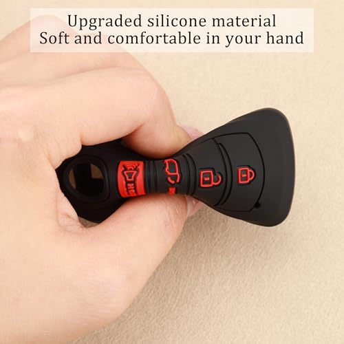 TANDRIVE Key Fob Cover for Toyota 2026 RAV4 2025 2026 Grand Highlander Corolla Cross 4Runner Land Cruiser Highlander Crown Signia Sequoia Venza 2021-2026, 4-Button, Silicone, 2-Pack, Black(Red Button) - Image 5