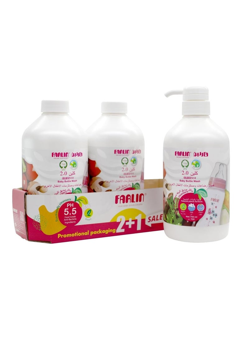 FARLIN Pack Of 3 Eco Friendly Clean 2.0 Baby Bottle Wash Liquid - 700ml - Image 4