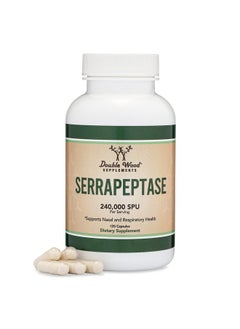 Serrapeptase 240000 Spu Max Potency (120 Vegan Capsules) Proteolytic Enzymes For Sinus Respiratory And Joint Health (Manufactured And Tested In The Usa Gluten Free Vegetarian Safe) By Double Wood